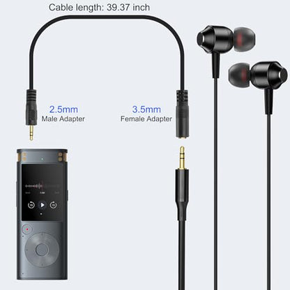 MEIRIYFA 3 Pole 2.5mm to 3.5mm Stereo Jack Adapter Cable | 2.5mm Mono Male to 3.5mm Female TRS Headset Audio Extender Cable for Headphone -1M (2PCS)