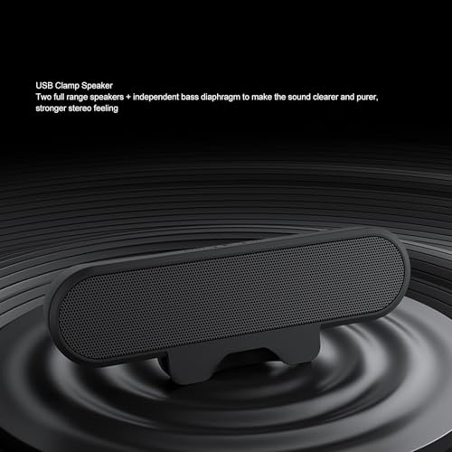 HERCHR Computer Speaker, 10W Mini Sound Bar High Definition Stereo Loud Sound Volume Control USB Wired Easily Clamps Display Desktop PC Speaker for Audio