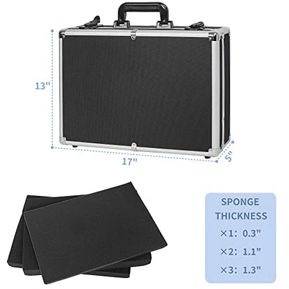 17 Inch Hard Shell Carrying Case | Ideal for Wireless Mic System Storage & Camera Gear Transportation with Customizable Pre-Diced DIY Foam - size: Inner：16.5''X 12''X 4.6''