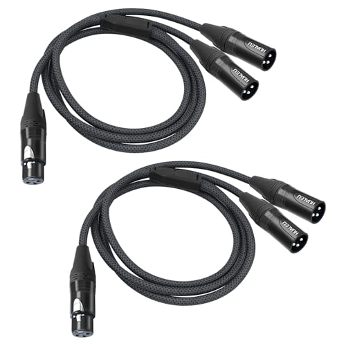HUELAU 2Pack XLR Female to Dual XLR Male Y Splitter Cable, 1 Female to 2 Male Y Cable for Micphone Mixer Amplifier- 3.3Feet - color: XLR 1 Female to 2 Male, size: 3.3Ft*2Pack
