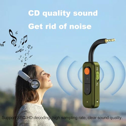2-in-1 Bluetooth Wireless Audio Transmitter,3.5mm Audio Jack Adapter,Wireless Bluetooth 5.4 Transmitter and Receiver,Suitable for Cars,Computers,Home theaters and Gyms.