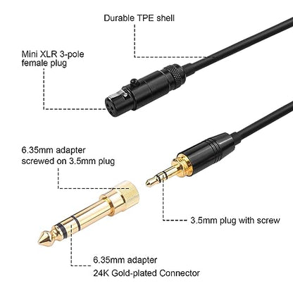 K702 Cable Compatible with AKG Q701 K712 K702 K701 K275 K271 K271S K241 K240 K240S K181 K175 K171 K141 M220 Pioneer HDJ-2000 Headphones, Coiled Aux Cord with 6.35mm Adapter 5ft to 10ft