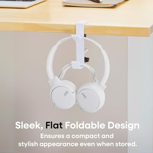JVC USB-C Wired On-Ear Headphones with Mic – Comfortable All-Day Wear, Clear Calls, Rich Sound – Foldable & Lightweight – Tangle-Free Single-Sided Cable – Great for Gaming & Work from Home - color: White
