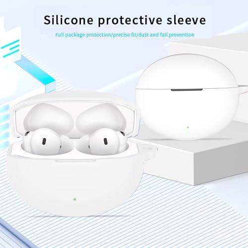 Compatible with OnePlus Buds 4 Case Cover,Shock-Proof,Premium Silicone with Keychain,Lanyard,Cleaning Accessories-White