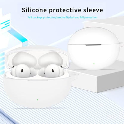 Compatible with OnePlus Buds 4 Case Cover,Shock-Proof,Premium Silicone with Keychain,Lanyard,Cleaning Accessories-White