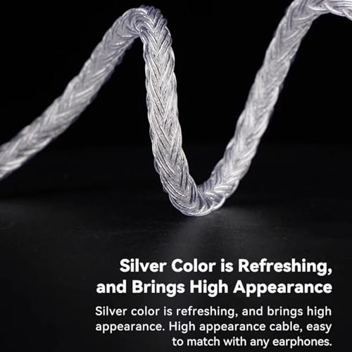 NICEHCK IcyMoon 3.5mm Single-End 0.78mm 2Pin IEM Upgrade Cable | 16-strand OCC silver plated OFC conductor, silver aluminum alloy shell, high fidelity sound, fits 2Pin in-ear monitor players - size: 3.5mm with 0.78 2Pin