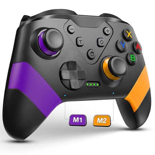 HUDOBBYE Switch Controller Wireless for Switch/Switch Lite/Switch OLED, Extra Switch Controller with Paddles, Programmable Switch Remote Control with Back Buttons,Wake-up,Turbo-Yellow Purple - color: Purple+Orange