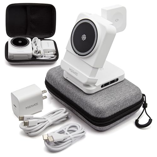 Foldable Wireless Charging Station, White, with 30W Adapter | Portable Magnetic Travel Charging Stand for iPhone & Samsung, Apple Watch & Galaxy Watch, AirPods & Galaxy Buds