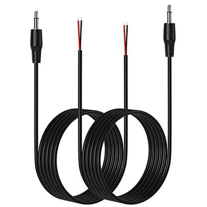 2-Pack 3FT Replacement 3.5mm Male Jack to Bare Wire Open End TS 2 Pole Mono 1/8" 3.5mm Jack Plug Connector AUX Audio Cable for Scanner,Speaker PA horns,morse key, cooling fans, power amp Repair (3ft) - size: 3ft
