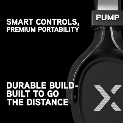 BlueAnt Pump X Wireless Over-Ear Headphones, Bluetooth, Powerful Bass, Active Noise Cancelling & Transparency Mode, Interchangeable Ear Cups, All-Day Comfort for Gym and Training, Black/Silver - color: Black | Silver