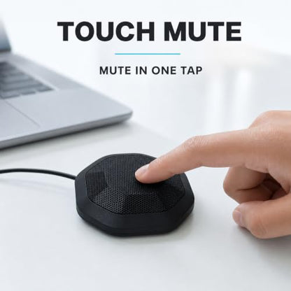 360° Computer Microphone for Desktop , USB Conference PC Mic, Noise-Canceling Technology, Recording, Skype, Online Class, Court Reporter, Plug & Play, Compatible with Windows/PC/Desktop/Laptop - size: Round