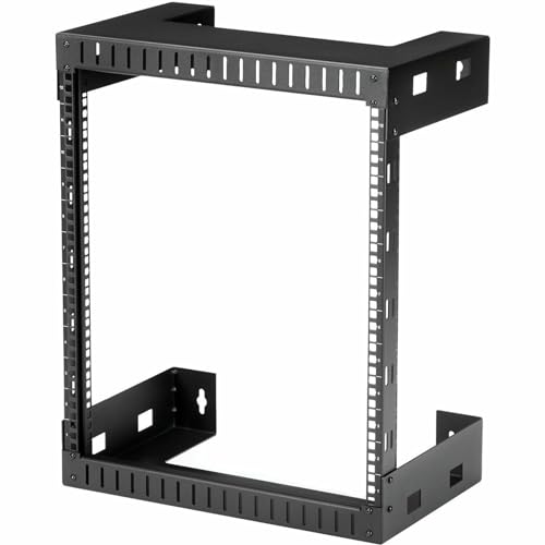 StarTech.com 2-Post 12U Heavy-Duty Wall-Mount Network Rack, 19" Open Frame Server Rack, 12" Deep, Wall Mount Data Rack for IT / AV / Patch Panel / Computer Equipment (RK12WALLO) - size: 12U