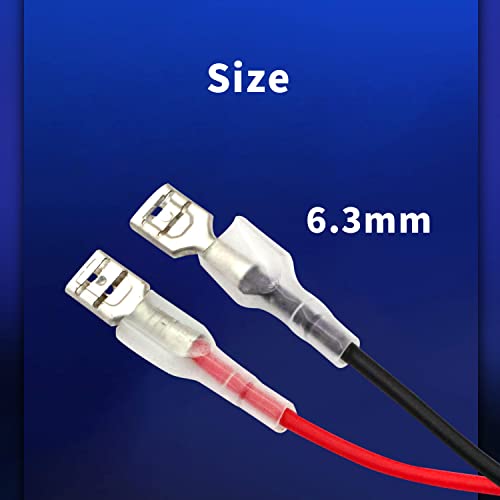 30Pcs 6.3mm Double Head Crimp Terminal Wire 15Red+15Black 11.82" | Tin-plated copper terminals with nylon insulating sleeves,great conductivity.Easy crimp connection without soldering