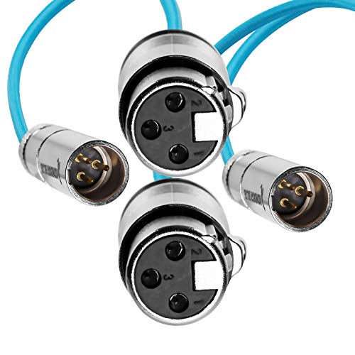 KONDOR BLUE | 16 Inch Mini XLR (TA3) 3-Pin Male to XLR Female Audio Cable (2-Pack) | Braided On-Rig Mic Cable for Blackmagic Design Pocket Cinema Camera 4K 6K, for Canon EOS C70 | Blue - color: Blue
