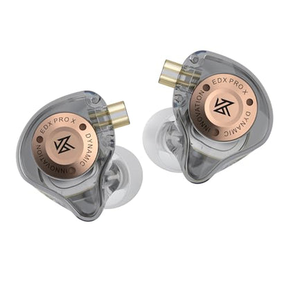 KZ EDX Pro X in Ear Monitor Headphones, HiFi Stereo IEM, Dynamic Driver Earphones with Detachable Cable, Deep Bass Noise Isolating Earbuds for Singers Musicians Drummers Audiophile (Classic, Grey) - color: Grey, style: Classic