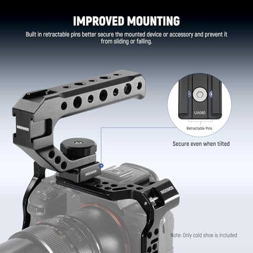 NEEWER Cold Shoe Mount Adapter Set (2 Pack), 1/4" Screw, Spring Loaded Anti Off Pins for ARRI, Compatible with DJI Mic Transmitter, Flash, Monitor Mount, LED Panel Light, Magic Arm, Tripod, UA080 - style: UA080(2-Pack)