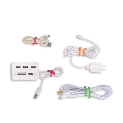4Pcs 3in Silicone Cable Tie, Cord Organizer for Bundling Earphone, Computer Cords, Reusable Straps for Home, Office, Kitchen