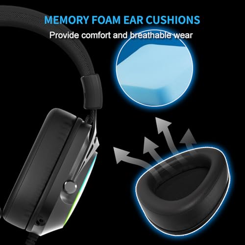 FOXXRAY HAU-50 Gaming Headset, 7.1 Surround Sound with Powerful 50mm Drivers, Detachable Microphone, Soft Earmuffs, Lightweight and Comfortable, USB Wired Headphones for PC, PS4, PS5