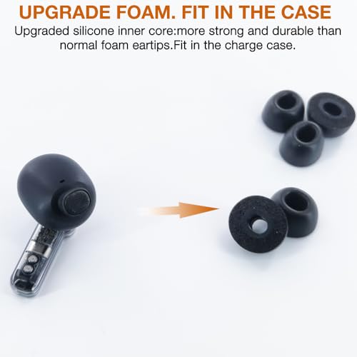 Replacement Memory Foam Eartips for Nothing & CMF Earbuds, 3 Pairs | Compatible with Nothing Ear / Ear (a) / Ear (3) /CMF Buds 2 & 2a / 2 Plus/CMF Buds Pro & Pro 2/ CMF Buds Earbuds Earpad,Black