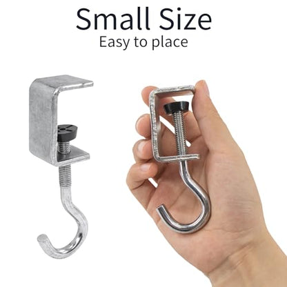 Zayin 2 Pack Desk Bag Holder Schoolbag Hooks Headphone Hanger Stand Adjustable Metal Under Desk Clamp Hook Mount for Portable Bag Gaming Headphones Clothes Table Hook Save Space