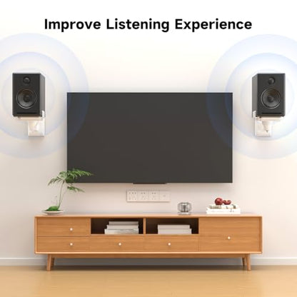 suptek Dual Side Clamping Bookshelf Speaker Wall Mounting Bracket for Large Surrounding Sound Speakers, Hold Up to 55 lbs, White (SPM201W) - size: Standard--white