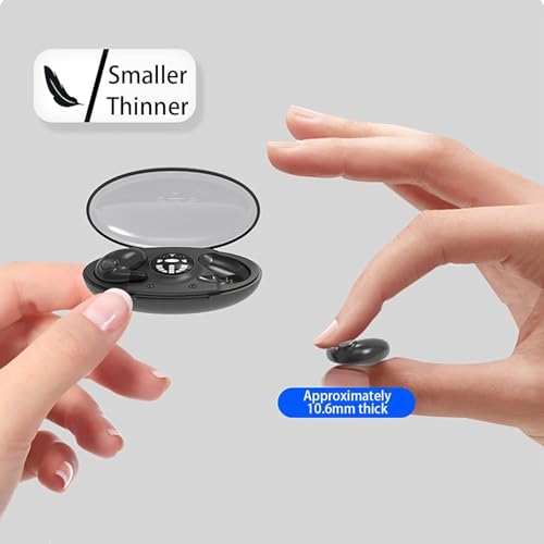 Ultra-Thin Wireless Earbuds - 3.2g Lightweight, Bluetooth, IPX5 Waterproof, Secure Fit for Sleep & Sports, with Charging Case, Touch Control, Binaural Stereo (Black) - color: Black