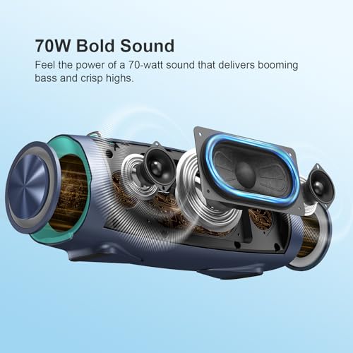 DOSS Extreme Boom Pro D100 Wireless Bluetooth Speaker, IPX6 Waterproof | 140W Peak Loud Sound, Extra Bass, 24H Playtime, Beat-Sync Lights, Power Bank, Portable, Outdoor, Camping, Beach, Yard, Black - color: Black