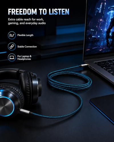 Aux Cord 5ft/1.5M, Nylon Braided 3.5mm Audio Cable Headphone Cable 3.5mm Male to Male Aux Cord for Car, for Headphone,Tablets, Speakers - size: 5ft