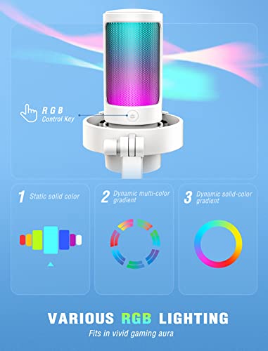 FIFINE AMPLIGAME Gaming USB PC Computer Microphone with Headphone Jack, Controllable RGB, Pop Filter, for Live Streaming, Meeting, Podcasting, Video (A8W+U1)