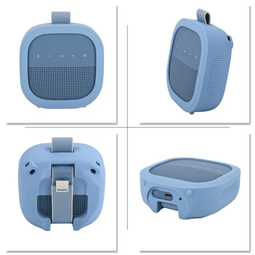 Silicone Case for Bose SoundLink Micro 2nd Gen Speaker, Shockproof Travel Protective Sleeve Soft Skin Cover with Shoulder Strap (Case Only) (Blue) - color: Blue
