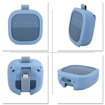 Silicone Case for Bose SoundLink Micro 2nd Gen Speaker, Shockproof Travel Protective Sleeve Soft Skin Cover with Shoulder Strap (Case Only) (Blue) - color: Blue