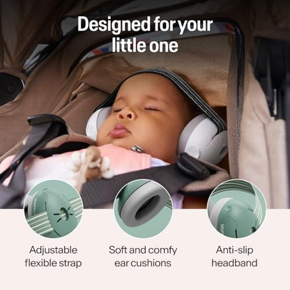 Alpine Muffy Baby Ear Muffs Noise Protection | Toddler Ear Protection | For babies up to 4 years | 24dB Sound Reduction | Baby Hearing Protection | Noise Reduction | Baby Essentials New Mom Gifts - color: Sage