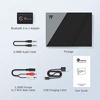 ISOBEL USB Bluetooth Audio Transmitter Receiver, 3 in 1 HiFi Wireless Audio Adapter, Bluetooth 5.0 EDR Adapter with 3.5mm AUX for Car TV Headphones PC Home Stereo, USB Power Supply, Plug and Play - size: Mini