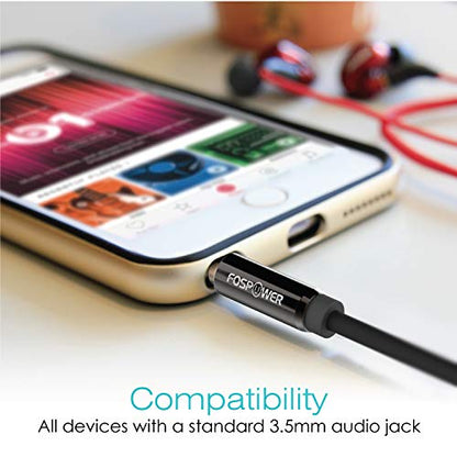 FosPower Audio Cable 1FT (2 Pack), Stereo Audio 3.5mm Auxiliary Short Cord Male to Male Aux Cable for Car, Apple iPhone, iPod, iPad, Samsung Galaxy, HTC, LG, Google Pixel, Tablet & More - size: 1 Feet 2 Pack