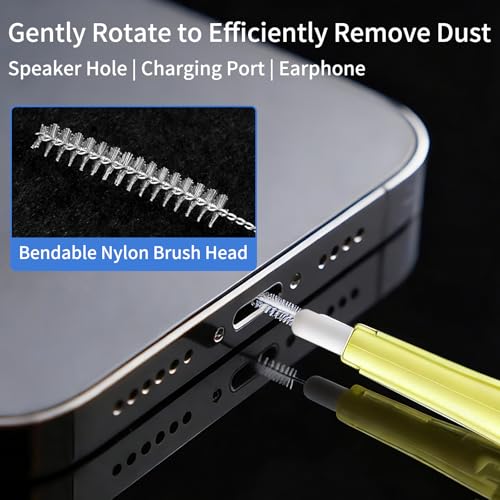 10 Pcs Cell Phone Cleaning Kit,Charging Port Cleaner for Phone | Dual Sided Anti Clogging Nylon Brushes,Suitable for Clean Phone Charging Port,Phone Speaker,AirPods,Other Electronics