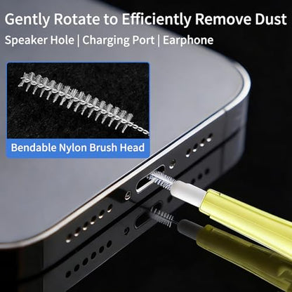 10 Pcs Cell Phone Cleaning Kit,Charging Port Cleaner for Phone | Dual Sided Anti Clogging Nylon Brushes,Suitable for Clean Phone Charging Port,Phone Speaker,AirPods,Other Electronics