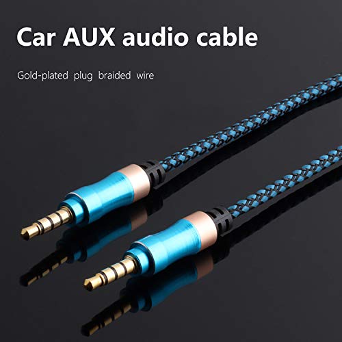 3.5mm Male to Male Audio Cable Nylon Braided AUX Audio Extension Cable Cord for Headphone, Car Stereo (5 Feet, Blue)
