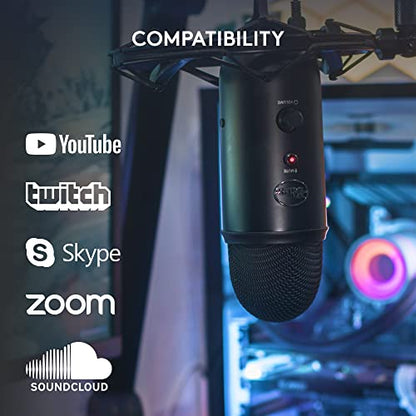 Logitech Creators Blue Yeti USB Microphone for PC, Mac, Gaming, Recording, Streaming, Podcasting, Studio and Computer Condenser Mic with Blue VO!CE effects, 4 Pickup Patterns, Plug and Play - Blackout | VO!CE effects, 4 pickup patterns, plug-and-play oper