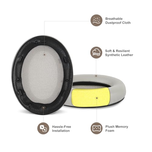 Aurivor Ear Pads for Sony WH-1000XM3 Headphones, Replacement XM3 Earpads Cushions with Soft Protein Leather, Noise Isolation Memory Foam, Reinforced Sealing