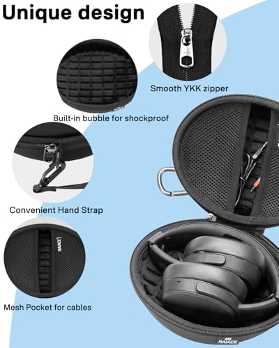 Hard Travel Carrying Case Compatible with Skullcandy Crusher Over-Ear Headphones. (Case Only, Not Include The Device)-Black(Black Lining) - color: Black(Black Lining)
