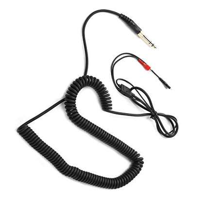 Headphone Coiled Audio Cable with 3.5mm to 6.35mm Adapter, Replacement Cable for Sennheiser HD25 HD560 HD540 HD430 HD250, Oxygen - Free Copper Twisted Pair for HD Sound
