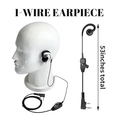 Swivel Earpiece Over Ear Headset with Microphone K1 Uv-5r Ptt C Shape Ear Piece 2 Prong Dual Pin Walkie Talkie Headphone for Kenwood Retevis Baofeng nx1300 rt22 bf 888s gmrs uv-17 rt68 2-Way Radio