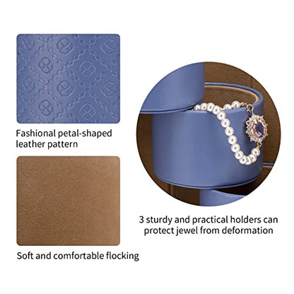 VLANDO Travel Jewelry Organizer, 3 Tier Roll Up Design, Hard Shell Storage | Stepped Sections Compartments Keep Jewelry Visible, Soft Lining Protect Pieces, Snap Closure, Travel Gift for Women Girl - color: Purple