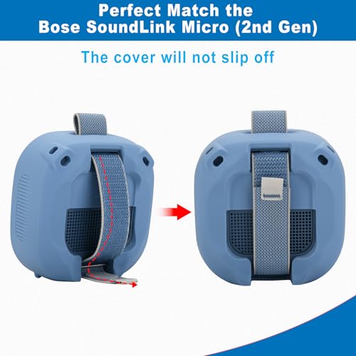Silicone Case for Bose SoundLink Micro 2nd Gen Speaker, Shockproof Travel Protective Sleeve Soft Skin Cover with Shoulder Strap (Case Only) (Blue) - color: Blue