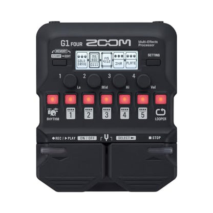 Zoom G1X FOUR Guitar Multi-Effects Processor with Expression Pedal, 70+ Effects & Amp Modeling, Looper, Rhythm Section, Tuner, Battery Powered (Pack of 10) - size: Processor Pedal (Pack of 10), style: G1X FOUR