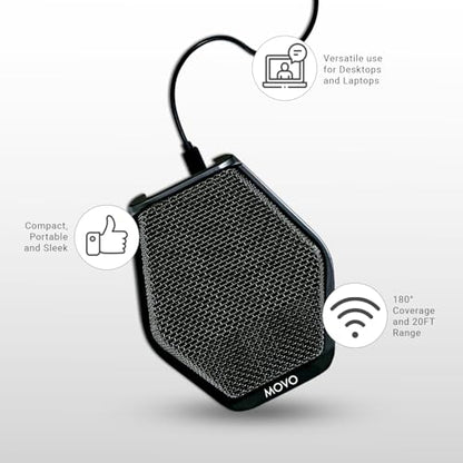Movo MC1000 Conference USB Microphone for Computer Desktop and Laptop with 180° / 20' Long Pick up Range Compatible with Windows and Mac for Dictation, Recording, YouTube, Conference Call, Skype