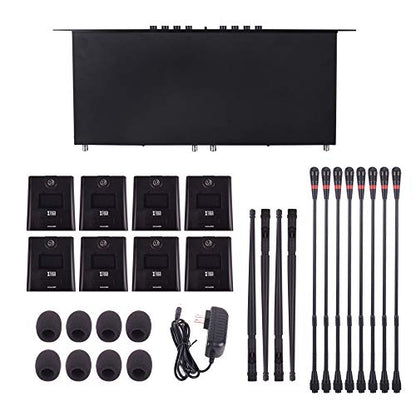 XTUGA 8 Channel Wireless Conference Microphone System,Gooseneck Mics(CM280) | UHF Fixed Frequency,Auto Scan,PLL Locked,Professional Conference Mics for Conferences Room/Lecture/Church/Public Speaking