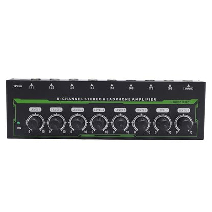 8 Channel Headphone Amplifier, 8 Outputs 1 Input Stereo Earphone Amp with Independent Volume Control for Studio and Stage (US Plug)