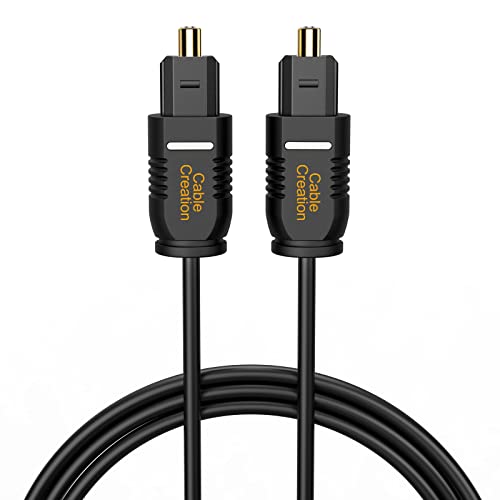 CableCreation Toslink Digital Optical Audio Fiber Optic Cable, 10FT, Thin | Gold Plated S/PDIF Cord, for Home Theater, Sound Bar, TV, PS4, Xbox, DVD/CD Player, Game Console and More, Black - size: 10 Feet