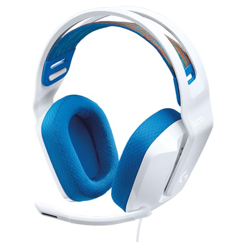 Logitech G335 Lightweight Gaming Wired Over Ear Headphones with Mic Flip to Mute 3.5Mm Audio Jack, Memory Foam Earpads, Compatible for Pc, Playstation, Xbox, Nintendo Switch (White)
